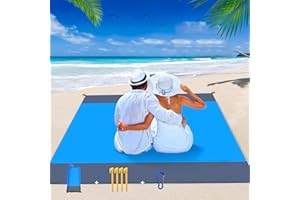 FMKLDENA Alfombras de Playa, 200 x 210 cm Esterilla Playa Impermeable, Portátil y Ligero Alfombras de Picnic, con 4 Estaca Fijo para la Playa Acampar Picnic y Otra Actividad al Aire Libre