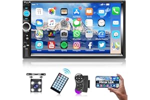 Podofo Radio Samochodowe 2 DIN z Ekranem 7'' Lustro Link dla IOS/Android Bluetooth Głośnomówiący Radio FM USB Sterowanie Kierownicą 7 Kolor Przycisk AUX-IN Kamera cofania