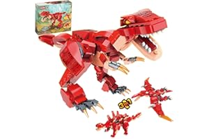 QLT QIAOLETONG Jurassic Dinosaurier STEM 3 in1 Bauspielzeug Dino Bausteine für Jungen und Mädchen 6-14 Klemmbausteine Ideas Kompatibel Mit Lego Dinosaurier (287PCS)