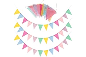 SZXMDKH 60 Flags 68 Feet Bunting Banner, Multicolor Outdoor Waterproof Triangle Flags Imitated Linen Burlap Bunting Supply for Wedding Birthday Party Home Festival Decoration