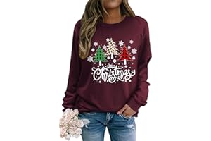 Yihelian Weihnachts Sweatshirt Damen Weihnachtspullover Merry Christmas Pullover Weihnachtsbaum-Grafik
