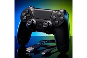 Kablosuz Oyun Kolu, Bluetooth Gamepad, PS4/PS3/PC/Android TV Uyumlu, Çift Titreşimli, Şarj Edilebilir, Dokunmatik Yüzey, Siyah