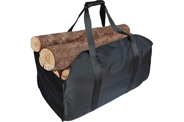 Dongawin Sac à bois de chauffage de qualité supérieure, fabriqué en polyester, panier à bois portable, sac de cheminée pliable, sac de cheminée étanche (noir) YD-0829