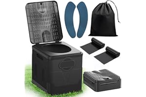 SaiXuan WC Portátil Plegable, 25L de Capacidad, Soporta hasta 150KG – Inodoro Portátil con 24 Bolsas Desechables, Bolsa de Transporte y Cojín, para Camping, Autocaravana, Senderismo