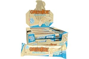 Grenade High Protein and Low Carb Barra Sabor - White Chocolate Cookie, 12 x 60 g (El embalaje puede variar)