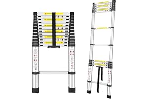 YA MI Telescopic Ladders, Multi-Purpose Folding Aluminum Extension Ladder, It is applicable to RV, Attic, Home and outdoor work, With the maximum bearing capacity of 150KG (12.5Ft/3.8M)