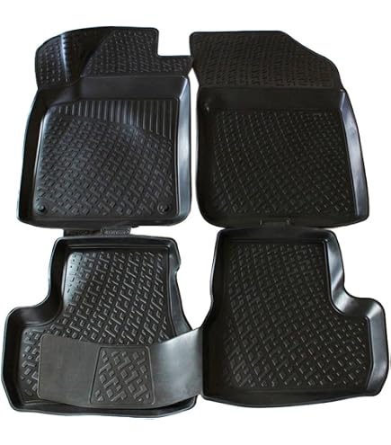 Tappetini In Gomma AutoStyle Per Citroen C3 2002-2010 – Set 4 Pezzi, Su Misura, Con Fissaggi, Bordo Rialzato