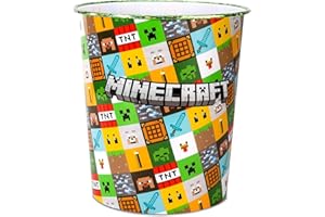 Zawadi Global Minecraft Kids Childrens Waste Bucket Paper Bin Basket for Bedroom Study Desk Dustbin