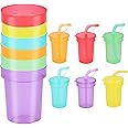UMKY Kids Plastic Drinking Tumbler Cups with Lids & Straw Travel Trip Childrens Plastic Cups Toddler School Nursery