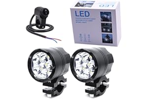BIQING 2X LED Feux Additionnels,6X10W Rond LED Phares Avant Moto Super Brillant Projecteur Spot LED Moto avec Interrupteur Moto Etanche
