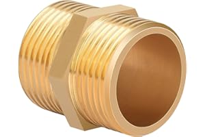 Mamelon Double 1 pouce Filetage Extérieur en Laiton, Double Mâle Joint de Tuyau Fileté Nutmanel avec Hexagone AG/AG 1 pièce pour Raccord de Tuyau