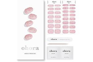 ohora Semi Cured Gel Nail Strips (N Pixie Dust) - Works with Any Nail Lamps, Salon-Quality, Long Lasting, Easy to Apply & Remove - Includes 2 Prep Pads, Nail File & Wooden Stick