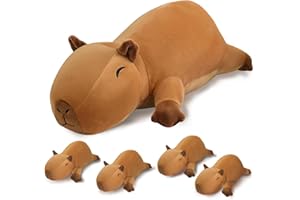 SQEQE Capybara Plüschtier Plüschtiere mit 4 Babys, Niedliche Capybara Plüschtiere Weiches Plüschkissen Geburtstagsgeschenke für Mädchen Jungen