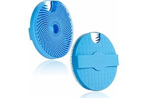 HIEERBUS Silikonowa myjka do ciała, delikatna peeling do ciała pod prysznic, silikonowa luffa z łatwo się pieniącym włosiem (Niebieski)