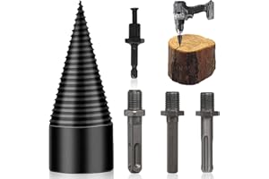xiaoxiaozhijia Spaccalegna per trapano 32 mm con 4 Manici,Cono Spaccalegna per Trapano per Martelli Elettrici,Cacciavite a Batteria