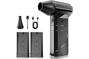 HIFOUND Souffleur à Air Comprimé avec 2 Batteries Modulaires, Flux D'Air Puissant 220 G+, 2 Buses MagnéTiques, 3 Vitesses, Led – Souffleur Batterie pour Clavier, Pc, Voiture Et Appareils éLectroniques