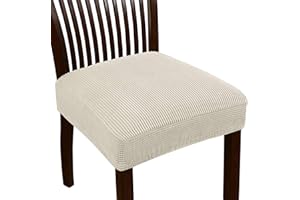 Dioxide Pack de 4 Funda para Silla, Fundas Elásticas, Fundas de Asiento para Silla, Diseño Jacquard Cubiertas de la Sillas, Extraíbles y Lavables-Decor Restaurante (Paquete de 4,Beige)