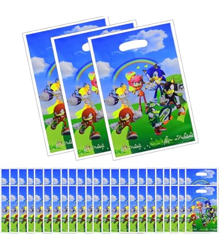 Toyland® Paquete de 4 globos de aluminio de 81 cm (32) con forma de Sonic: Sonic, Tails, Knuckles, Shadow - Decoración para fiestas infantiles
