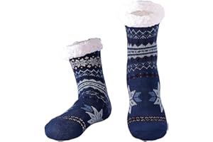 Hisonwel Chaussettes pantoufles pour hommes, chaussettes chaudes et moelleuses avec polaire Sherpa antidérapante, cadeaux pour hommes