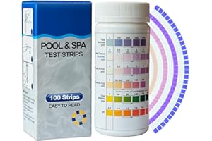Cozii 3 en 1 Testeur Piscine Bandelette pour piscine, spa, jacuzzi 100 Bandelette de Test durete d'eau pour Tester Chlore Libre, Le Brome L'alcalinité Totale et pH (7 in 1)