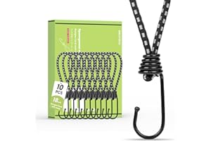 Brotree Cuerdas Elásticas con Ganchos 18cm Goma Pulpos Elasticos Pequeños 10 Pcs Tensores Elásticos para Lonas, Sujeccion, Exterior, Carpas, Pancartas