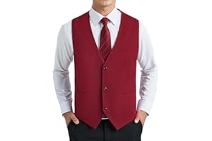 HISDERN Anzugwesten für Herren Formale Elegant Weste Baumwolle Einfarbige V-Ausschnitt mit Taschen Hochzeit Party Business