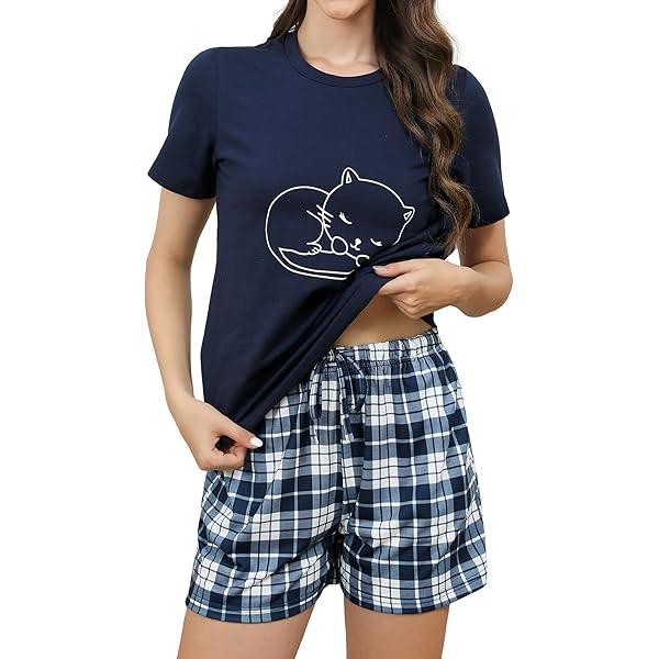 Haloumoning Pyjama Été Fille Mignon - Ensemble T-Shirt Manches Courtes + Short Imprimé Dessin Animé Coton Doux