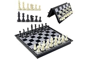 Czwander Schachspiel,Schachbrett Magnetisch, Reiseschach,25 × 25 cm Einklappbar Schachbrett,Tolles Schachspiel für Kinder und Erwachsene