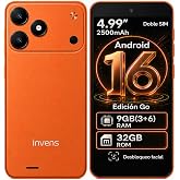 invens TK02 Telefonos Moviles Libres, 9(3+6) GB+32GB/128GB TF Tel&eacute;fono M&oacute;vil, Android 16, 5'' HD+, 8MP+5MP M&oacute;vil, 2500mAh, Sm
