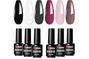 Mobray Smalto Semipermanente Unghie Set 6 Colori, Rosso Bianco Nero Rosa Smalti Semipermanenti per Unghie, Smalto Gel Unghie U V Soak Off Manicure Gel Polish, Inverno Nail Art 8 ml/pc