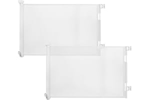 derimkcoa 2 Pack Barriere de Securite Retractable pour Bébé,0-140cm Barriere de Securite Enfant Extensible,Barriere de Securite Chien,pour Escaliers,Couloirs,Intérieur et Extérieur (Blanc)