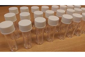 CONSUMABLES DIRECT 5ml plastic test tubes vials sample containers powder craft with screw caps x 20