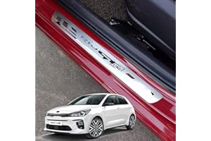 ENFILY Lot de 4 seuils de portière de voiture en acier inoxydable pour Kia Rio Gt Line Gt-Line Protection de seuil de portière de bienvenue Pédale de bienvenue Bandes de garniture de protection