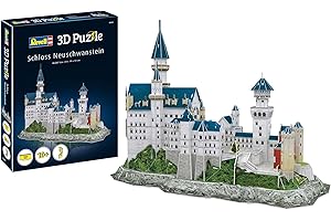 Revell Puzzle 3D 00205 Zamek Neuschwanstein 121 sztuk, bardzo szczegółowe, 44 cm długości, zabawne i łatwe do zbudowania