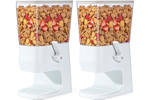 Tokokimo Dispenser Cereali da 3,2 L Cereal Dispenser con Erogazione Delicata che Non Schiacciatura Distributore di Cereali per Cornflakes, Noci, Dolci, Fagioli, Granola (Bianco, Confezione da 2)