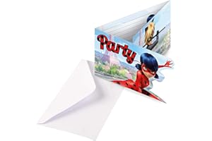 ‎AMSCAN amscan Generique - Ladybug-Einladungskarten mit Briefumschlag 6 Stück bunt