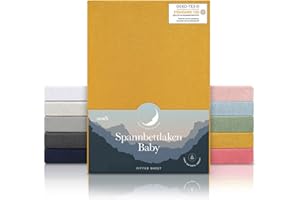 Laleni Lenzuola Culla Neonato - Lenzuola Lettino - Lenzuola Carrozzina Neonato - Coprimaterasso Culla con Angoli Elastici - Coprimaterasso Lettino 100% Cotone 135gsm - Senape - Culla 55x90cm