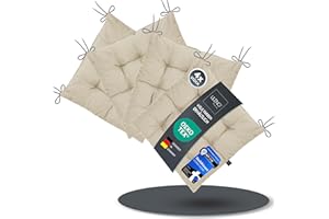 ‎LILENO HOME LILENO HOME 4er Set Stuhlkissen 13 Latte (40x40x6 cm) - Sitzkissen für Garten, Küche oder Esszimmer - UV-beständige Indoor u. Outdoor Stuhlauflage als Stuhl-Kissen (Linda FUM)