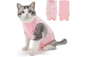 Eyein Katzenbody nach OP, Atmungsaktiver bequemer Erholungsanzug Anti-leckende Katzen-Operationsanzug mit Mesh Design für Katze Body Operation - Katzen Kätzchen E-Halsband Alternative (Hellrosa, M)