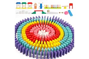 Wondertoys 600 Pieces Toddler Dominoes Game Wooden Building Blocks with Storage Bag Educational Toys Gift for Boys Girs