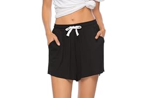 Vlazom Pantaloncini Donna Estivi Cotone Morbido e Traspirante Tinta Unita Pantaloni di Pigiama Donna Corti Casual