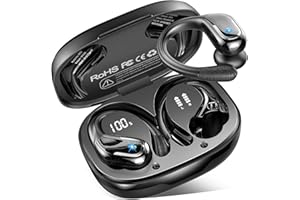 RULEFISS Auriculare Inalámbricos Deportivos, Nueva Auriculares Bluetooth 5.4 con IPX8 Impermeable, HD Mic, 75H Cascos Inalambricos Bluetooth HiFi Estéreo, Cancelacion Ruido ENC Auriculares Running Pantalla LED