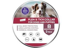 ROAMROVER 2 Pack Collar Dog, Collars for Dogs to Prevent Infections, Safe Waterproof Adjustable Dog Collar, Containing Natural Essential Oils, Suitable for Dogs over 7 Weeks, 16 Month Protection