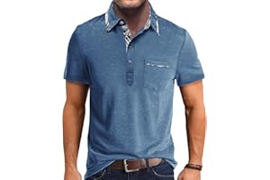 Comilaka Poloshirt Herren Kurzarm Getäfelt T Shirts Kontrast Polo Klassisches Golf Sports