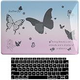 for MacBook Air 13 Inch Case 2022-2018 M1 Black Butterfly