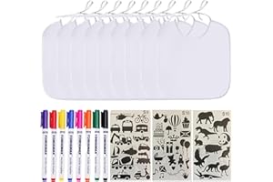 maroma Bavoirs Naissance Jeu Baby Shower Bébé Personnalisable Imperméable/Kit Jeux à Décorer Colorier Dessiner Bébé Coton Fille Garçon/ 8 Bavoirs Marqueurs et Pochoirs