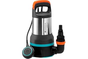 GARDENA Pompe évac. subm. eaux claires/chargées 15000: pompe évacuation combinée, débit 15000 l/h, aspir. à plat jsq 1 mm et jsq granulom. 35 mm, 550 W (09048-20)