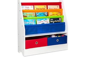 SUPTMAX Fineway. Childrens Colourful 2 Drawer Toy Container Storage Boxes with 3 Tier Sling Book Storage Organiser Book Rack Shelf Shelves Unit (Multi Colour)