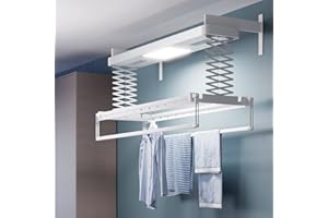 ‎FOXYDRY foxydry Pro suszarka sufitowa podgrzewana na pranie, aluminiowa i stalowa suszarka do bielizny z gorącą wentylacją (ze ściany, 160 cm)