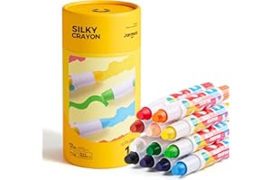 Jar Melo Washable Crayons for Toddlers, 12 Colors Crayon Non Toxic Silky Large Crayons, Gift for Boys and Girls Back to School